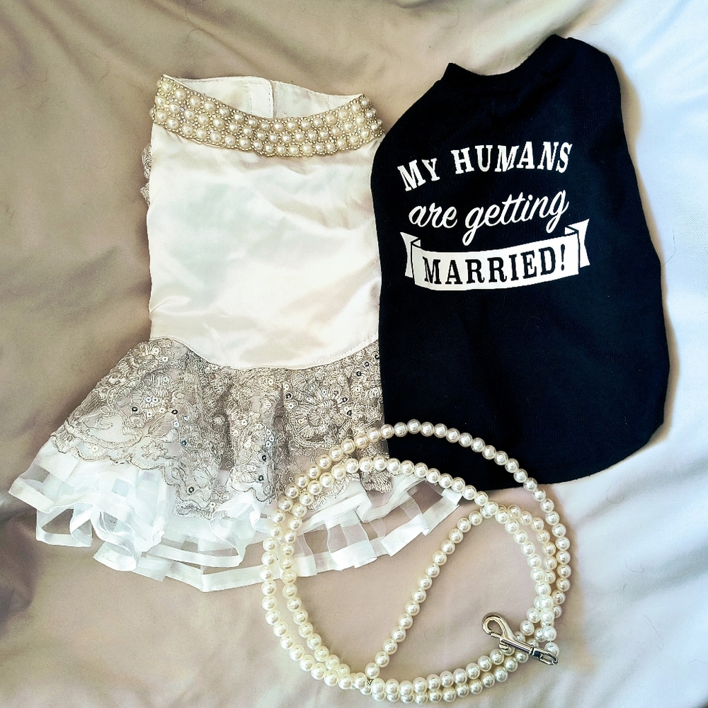 Dog Wedding Outfits with Pearl Lead